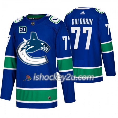 Mænd NHL Vancouver Canucks Trøje Nikolay Goldobin 77 50th Anniversary Adidas 2019-20 Blå Authentic